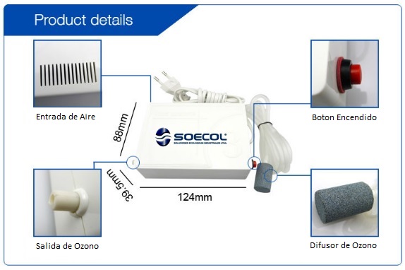 CARACTERISTICAS GENERADOR DE OZONO AGUA AIRE